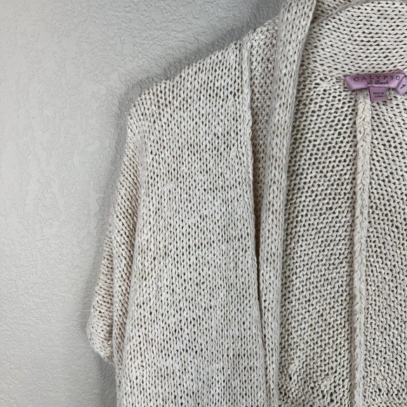 Calypso‎ Women Cream Etain Sweater Coastal Grandma Knit Open Cardigan Size 1 - Picture 2 of 10